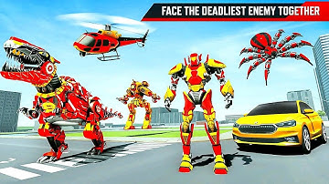 Blue Dino Robot Train Transform War of Robot 2023 - Android iOS Gameplay