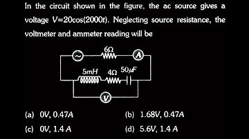 In the circuit shown in the figure, the ac source gives a voltage V=20cos(2000t). EM DPP 04 Q74