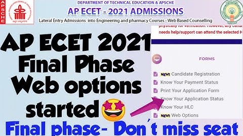 AP ECET 2021 Final Phase Web options started Today 🤩//Final Phase- Don