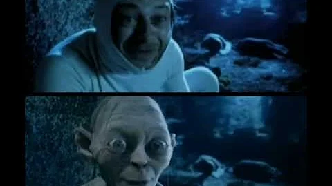 Smeagol (Andy Serkis) é outra vítima do anel em Senhor dos Anéis, por conta  disso acabou se tornando essa critatua, Gollum. Mesmo com tudo que ele faz,  a gente sente um pouco