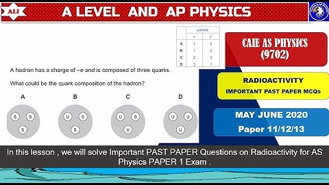 CIE A Level Physics Paper 1 Solution -May June 2020 Paper 11/12 /13 -9702MJ2020P12-Radioactivity