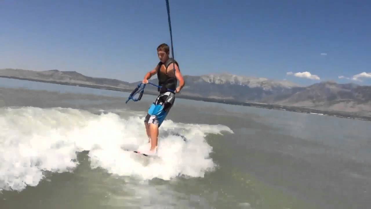 Devon wake surfing Utah lake - YouTube