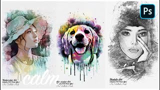 Create Stunning Watercolour & Sketch Arts with Photoshop Templates