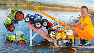 Darius rescues tractors from water with an excavator helping team and other useful stories for kids