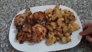 شهيوات ام وليد دجاج محمر مع البطاطا في كيش الشواء