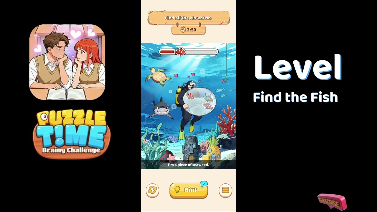 Puzzle Time Brainy Challenge Find the Fish Walkthrough