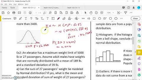 OpenStax Statistics Ch 7.2 Central Limit Theorem for Sum # 1