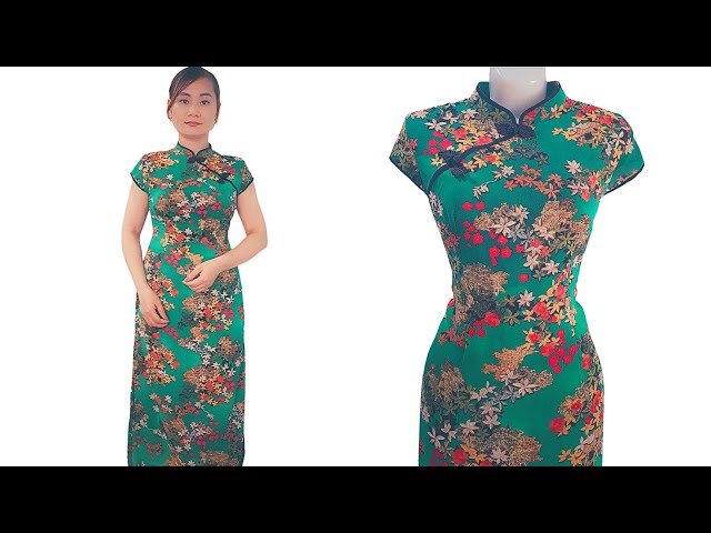 How to cut a cheongsam neckline | How to sew a collar is very easy|Tailor Chuc class=