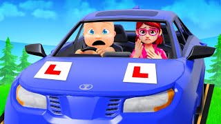 Baby Learns How To Drive A Car...