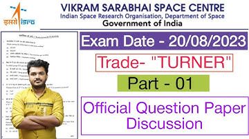 ISRO Vssc Turner Question Paper 2023 Analysis | ISRO Vssc Turner Exam Paper 2023 Discussion #isro