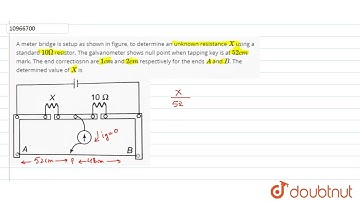 A meter bridge is setup as shown in figure, to determine an unknown resistance X using a standar...