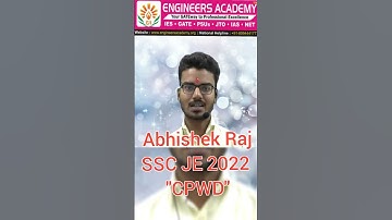 ❤️ Abhishek Raj 💥SSC JE 2022 Topper #cpwd #successstory #engineersacademy #offlinecoaching #nimbus