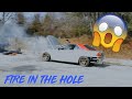 BMW Catches on FIRE Drifting! Built E46 and Stock RX8 going crazy!!