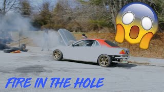 BMW Catches on FIRE Drifting! Built E46 and Stock RX8 going crazy!!