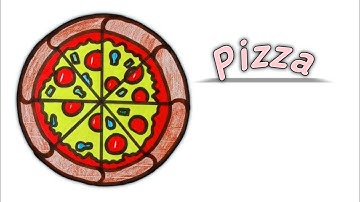 How TO DRAW A PIZZA -EASY Step by Step Drawing Tutorials for kids by HooplaKidz Doodle