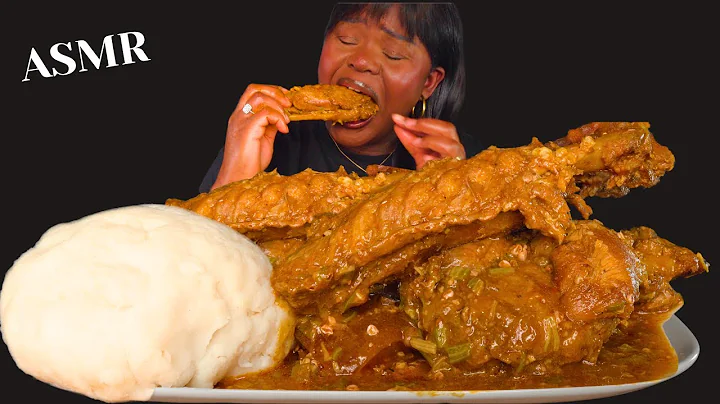 ASMR FUFU & OKRO/OGBONO SOUP MUKBANG |Turkey wings| Nigerian food (Talking)Eating Sounds| Vikky ASMR