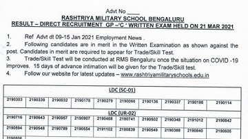 RMS BENGALURU GROUP C RESULT