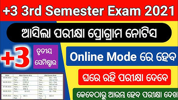 Plus Three 3rd Semestar Examination Time Table Release 2021 || Plus 3 3rd Semester Exam Date 2021