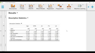 Descriptive statistics using JASP