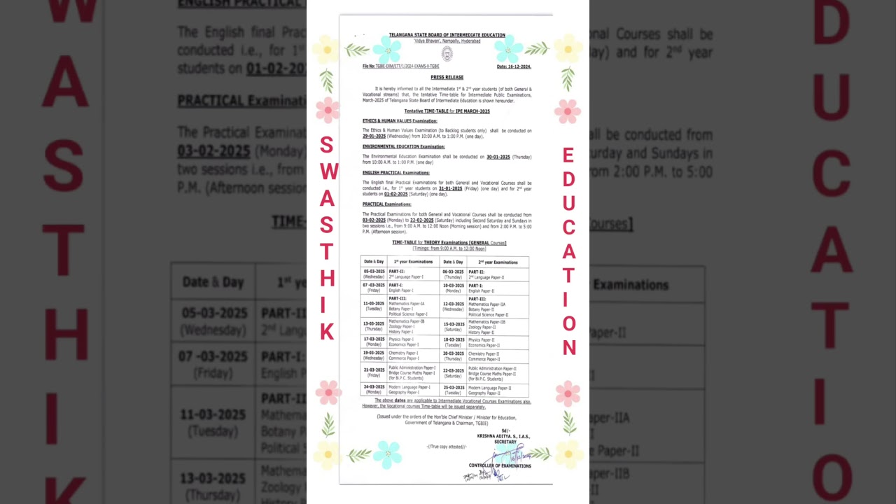 #TS#INTER#Exam#dates#2025