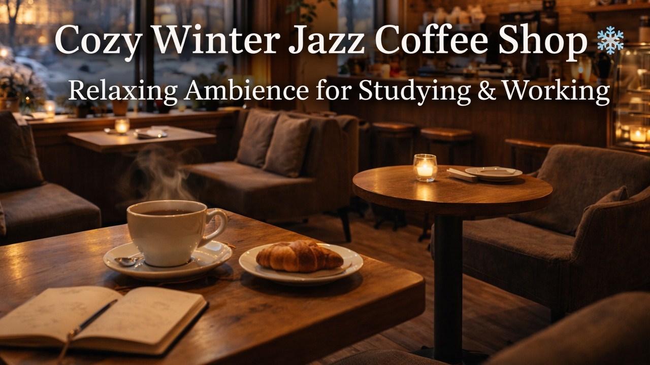 ❄️ Cozy Winter Jazz Coffee Shop ☕❄️Relaxing Ambience for Studying & Working