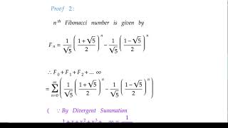 Fibonacci #1 - Divergent sum of Fibonacci Numbers