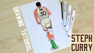 How to draw NBA player Steph Curry / Golden State Warriors 