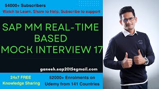 SAP MM RealTime Project based Mock Interview  SAP MM Mock Interview 17 by Ganesh Padala