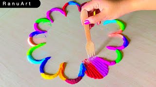 3 Simple Rangoli | Diwali Rangoli Designs | Navratri Rangoli designs | Rangoli colors | Ranu Art