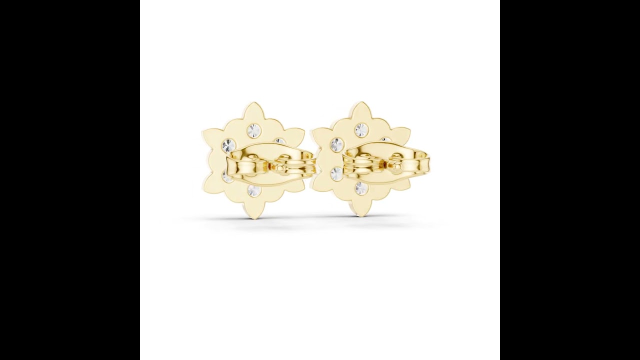 Seven Stone Round Diamond Curved Floral Earrings