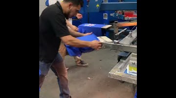 Screen printing 2 color job on automatic screen printing machine m&r press