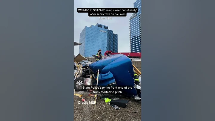 Westbound I-196 to southbound US-131 ramp closed 'indefinitely' after semi crash on S-curves
