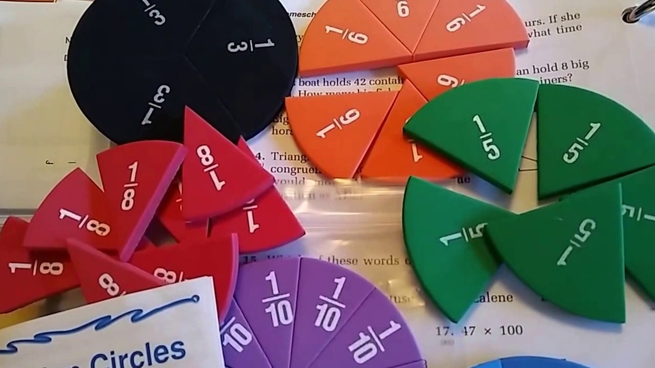 Homeschool DITL Saxon Math 5/4 Investigation 9 Fraction Manipulatives Tips YouTube