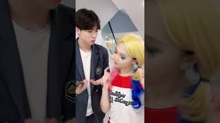 The Clown Hugs Harley Quinns Legs And Is Coquettish Quinn