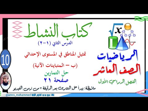 الرياضيات العاشر الفصل الأول كتاب النشاط 1 2 ب تمثيل المتباينات الخطية الآنية الصفحة 21