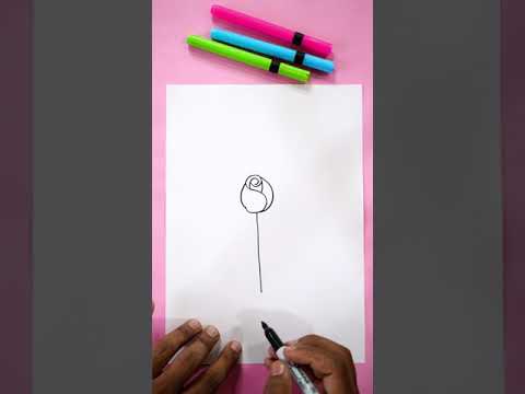 How to Draw a rose Flower step by step for beginners  Easy Rose Flower Drawing shorts rose