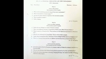 financial derivatives and risk management old question papers
