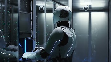 Robot Works In Server Room Stock Video