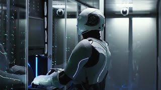 Robot Works In Server Room Stock Video