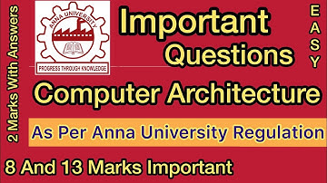 Computer Architecture Important Question Anna University | Tamil