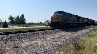 CSX M326-20 in Jenison MI with lead CSX engines 5339 + 7894 + 339 pulling 77 cars