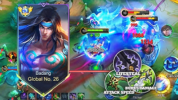 Try this build lifesteal + attack speed + burst damage 💪| badang best build and emblem 2025 🔥