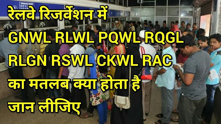 What is meaning of  GNWL,RLWL,PQWL,RLGN,RSWL,CKWL,RAC RQGL in railway reservation