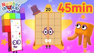 counting level 3 numberblocks 45 minute compilation 123 numbers cartoon for kids