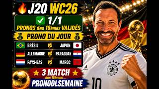 Pronostic Foot CDM2026 - 16es de finale : Brésil-Japon / Allemagne-Paraguay / Pays-Bas-Maroc