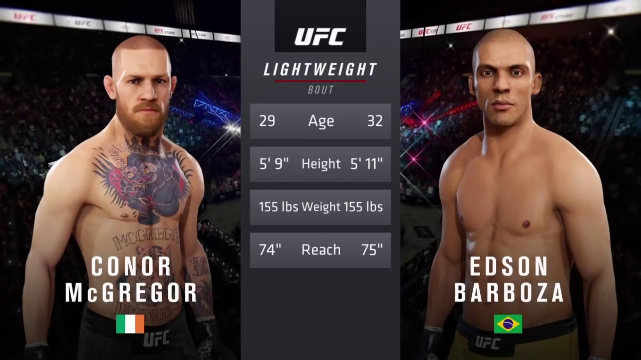 Conor Mcgregor Vs Edson Barboza Ea Sports Ufc 3 Cpu Vs Cpu Crazy Ufc Youtube