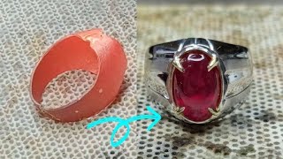 Celebrity how to make custom 18K ruby men's rings jewelry, handmade Profile