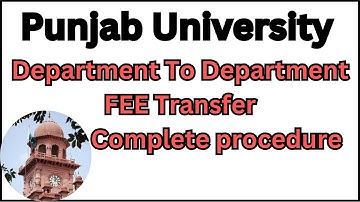 How to transfer fee from one department to another department | admissions 2024 | PU | |PUGC |PUJC