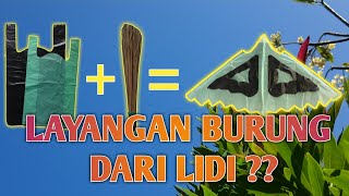 Membuat layangan burung dari lidi dan kantong plastik | Layangan burung mini