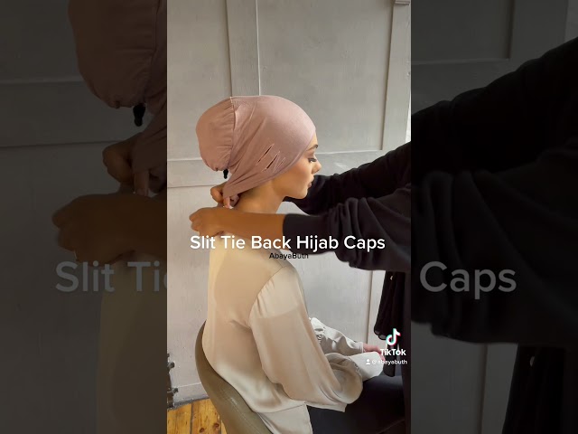 How to Do the Base of Your Hijab using Slit Tie Back Hijab Caps class=